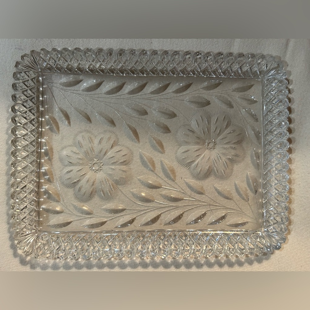 Vintage Cut glass platter 8.5”x11.5”